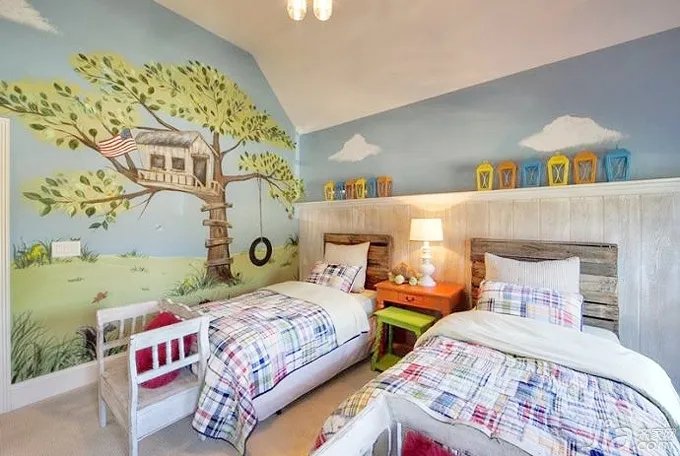 环保时尚 15款手绘墙儿童房效果图