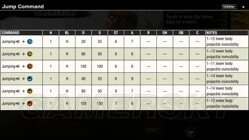 终极街头霸王4 全人物帧数表一览