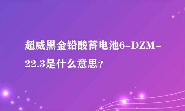 超威黑金铅酸蓄电池6-DZM-22.3是什么意思？