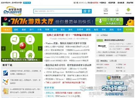 华军软件园的网站设备