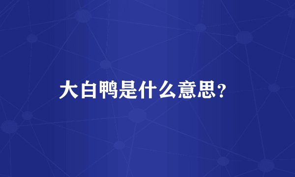 大白鸭是什么意思？