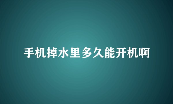 手机掉水里多久能开机啊