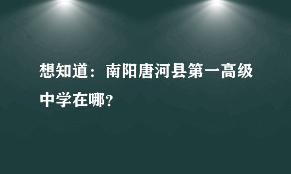 想知道：南阳唐河县第一高级中学在哪？