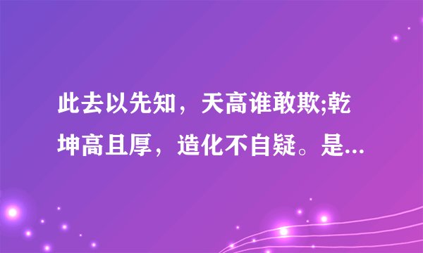 此去以先知，天高谁敢欺;乾坤高且厚，造化不自疑。是什么意思？
