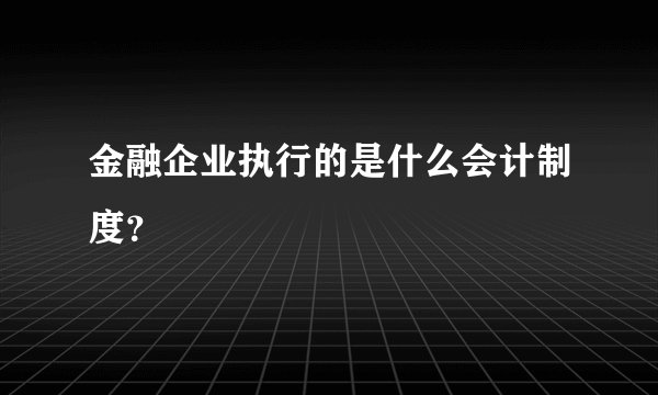 金融企业执行的是什么会计制度？