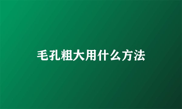 毛孔粗大用什么方法