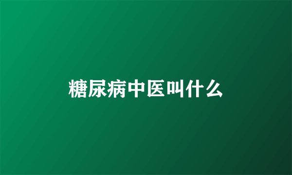 糖尿病中医叫什么