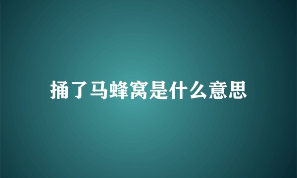 捅了马蜂窝是什么意思