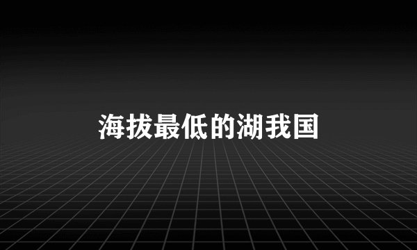 海拔最低的湖我国