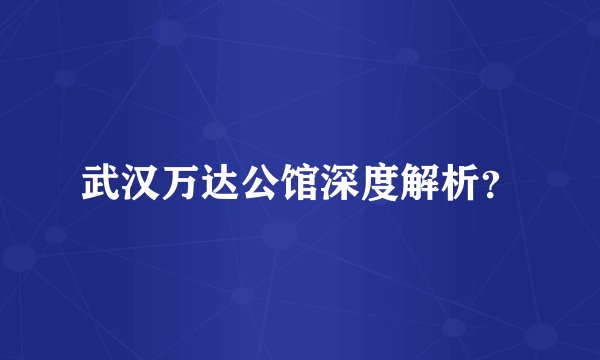 武汉万达公馆深度解析？