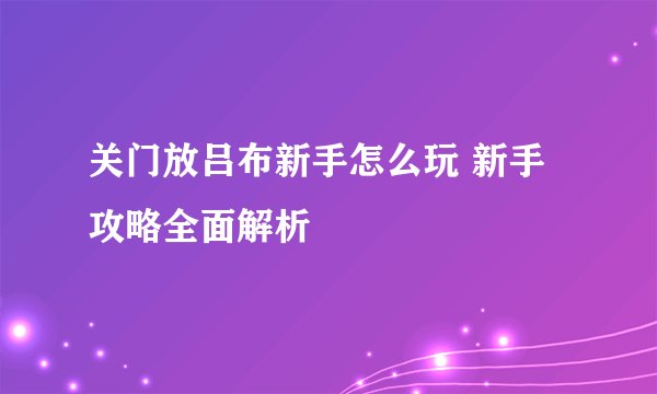 关门放吕布新手怎么玩 新手攻略全面解析
