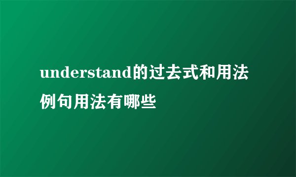 understand的过去式和用法例句用法有哪些