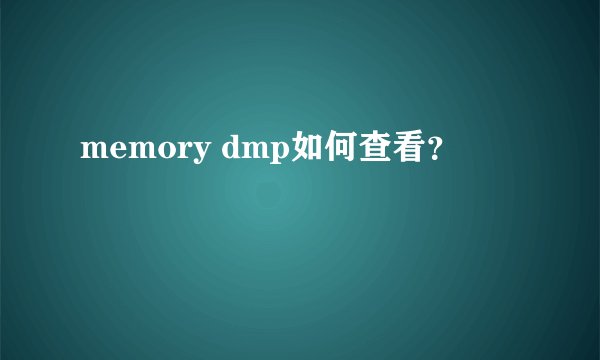memory dmp如何查看？