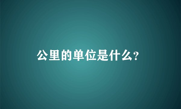 公里的单位是什么？