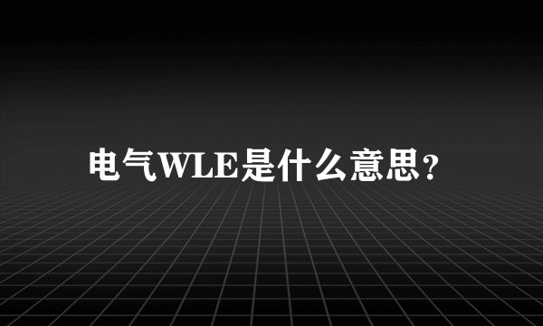 电气WLE是什么意思？