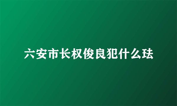 六安市长权俊良犯什么珐