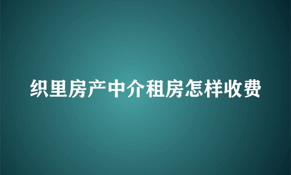 织里房产中介租房怎样收费