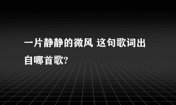 一片静静的微风 这句歌词出自哪首歌?