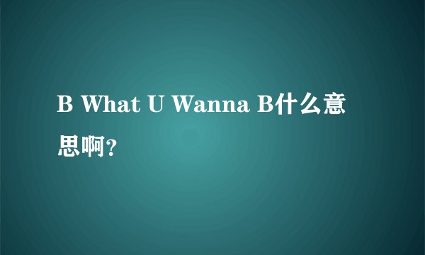 B What U Wanna B什么意思啊？
