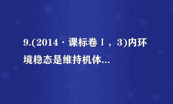 9.(2014·课标卷Ⅰ，3)内环境稳态是维持机体正常生命活动的必要条件，下列叙述错误的是(　　)A.内环境保持相对稳定有利于机体适应外界环境的变化B.内环境稳态有利于新陈代谢过程中酶促反应的正常进行C.维持内环境中Na＋、K＋浓度的相对稳定有利于维持神经细胞的正常兴奋性D.内环境中发生的丙酮酸氧化分解给细胞提供能量，有利于生命活动的进行