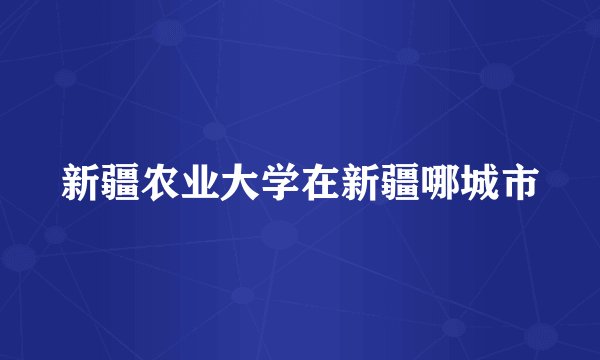 新疆农业大学在新疆哪城市