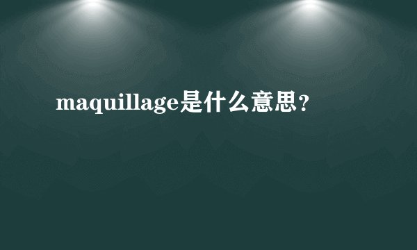 maquillage是什么意思？