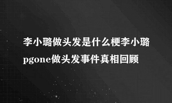 李小璐做头发是什么梗李小璐pgone做头发事件真相回顾