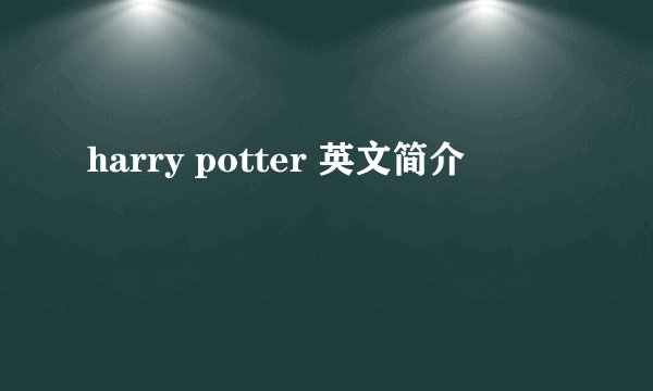 harry potter 英文简介