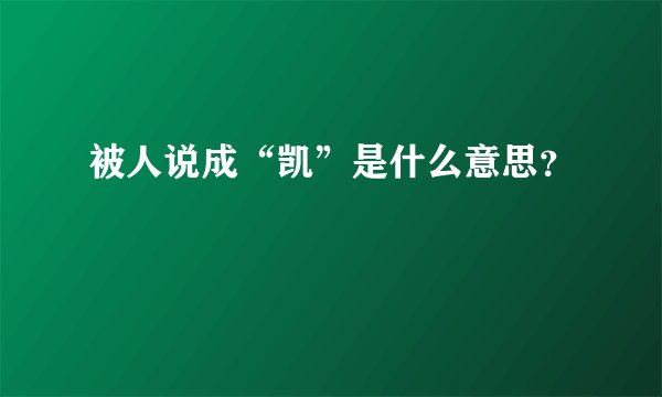 被人说成“凯”是什么意思？