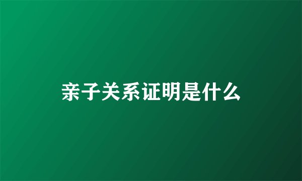 亲子关系证明是什么