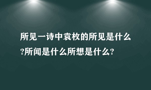 所见一诗中袁枚的所见是什么?所闻是什么所想是什么?