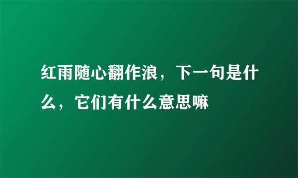 红雨随心翻作浪，下一句是什么，它们有什么意思嘛