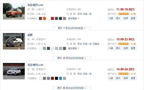 北京现代全部车型