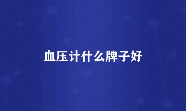 血压计什么牌子好