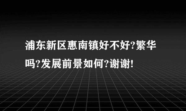 浦东新区惠南镇好不好?繁华吗?发展前景如何?谢谢!
