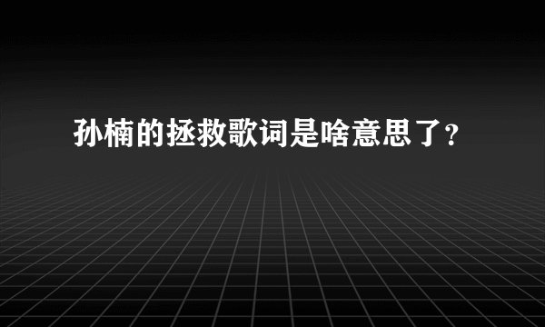 孙楠的拯救歌词是啥意思了？