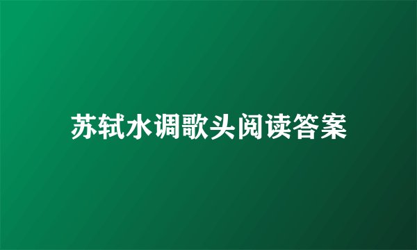 苏轼水调歌头阅读答案