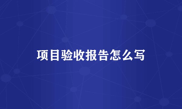 项目验收报告怎么写