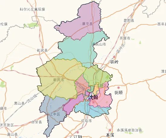 沈阳市区行政图