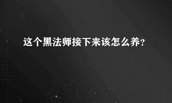 这个黑法师接下来该怎么养？