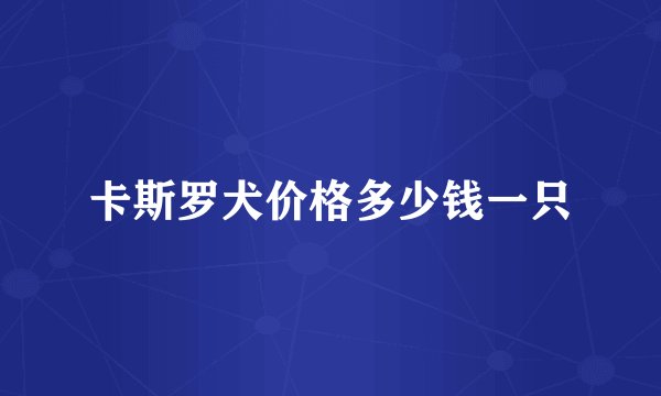 卡斯罗犬价格多少钱一只