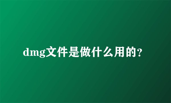 dmg文件是做什么用的？