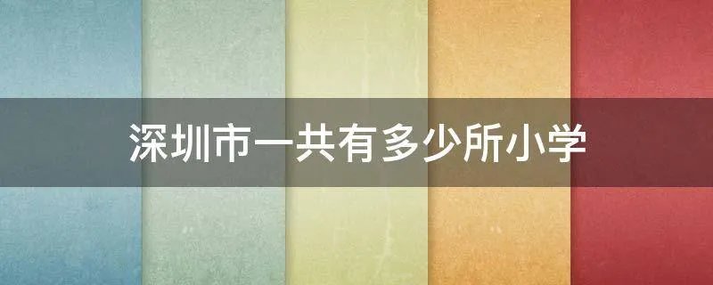 深圳市一共有多少所小学