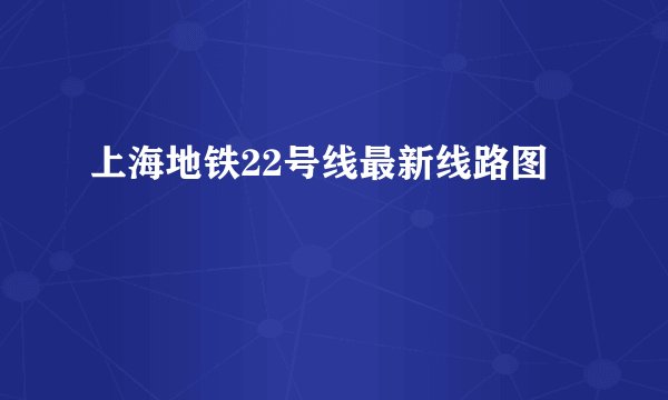 上海地铁22号线最新线路图