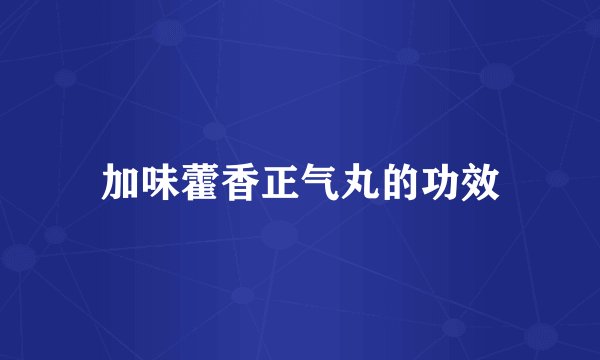 加味藿香正气丸的功效