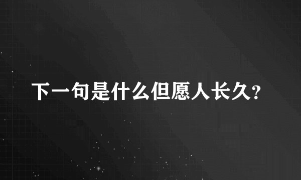 下一句是什么但愿人长久？