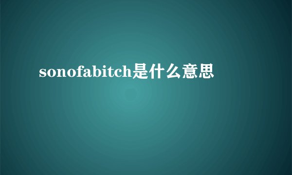 sonofabitch是什么意思