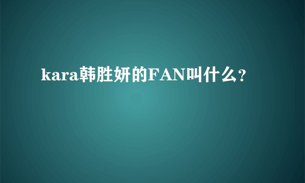 kara韩胜妍的FAN叫什么？