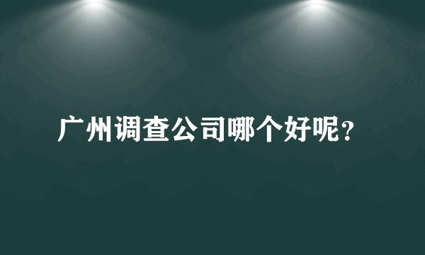 广州调查公司哪个好呢？