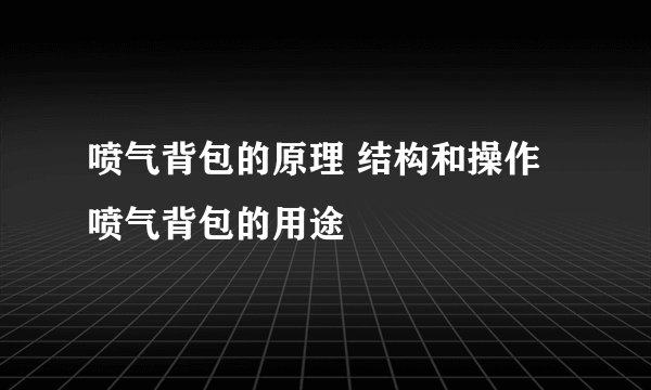 喷气背包的原理 结构和操作 喷气背包的用途